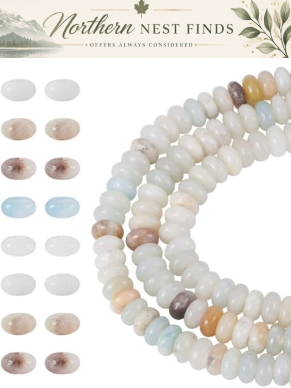 64pcs Natural Amazonite Stone Beads 4mm Faceted Rondelle for Jewelry Making